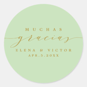 ELEGANT SCRIPT MUCHAS GRACIAS   TACK STICKER RUNT KLISTERMÄRKE