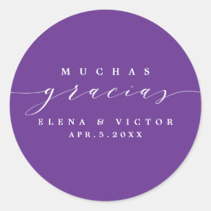 ELEGANT SCRIPT MUCHAS GRACIAS TACK STICKER RUNT KLISTERMÄRKE