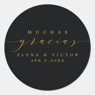 ELEGANT SCRIPT MUCHAS GRACIAS TACK STICKER RUNT KLISTERMÄRKE