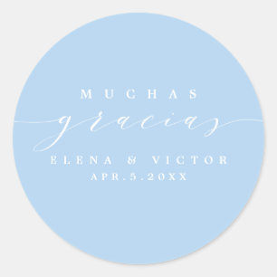 ELEGANT SCRIPT MUCHAS GRACIAS   TACK STICKER RUNT KLISTERMÄRKE