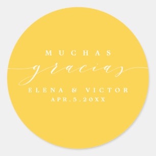 ELEGANT SCRIPT MUCHAS GRACIAS TACK STICKER RUNT KLISTERMÄRKE