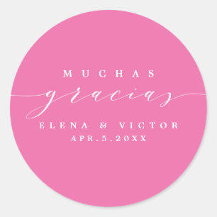 ELEGANT SCRIPT MUCHAS GRACIAS TACK STICKER RUNT KLISTERMÄRKE