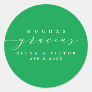 ELEGANT SCRIPT MUCHAS GRACIAS TACK STICKER RUNT KLISTERMÄRKE