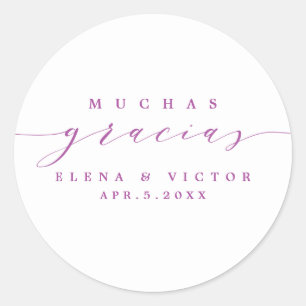 ELEGANT SCRIPT MUCHAS GRACIAS TACK STICKER RUNT KLISTERMÄRKE