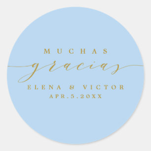 ELEGANT SCRIPT MUCHAS GRACIAS TACK STICKER RUNT KLISTERMÄRKE