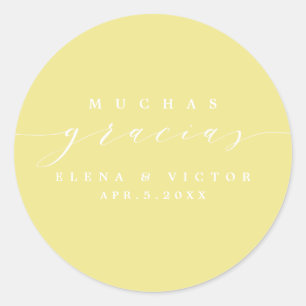 ELEGANT SCRIPT MUCHAS GRACIAS TACK STICKER RUNT KLISTERMÄRKE