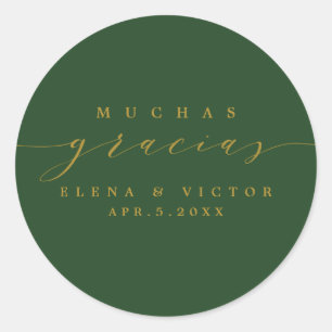 ELEGANT SCRIPT MUCHAS GRACIAS TACK STICKER RUNT KLISTERMÄRKE