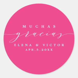 ELEGANT SCRIPT MUCHAS GRACIAS TACK STICKER RUNT KLISTERMÄRKE