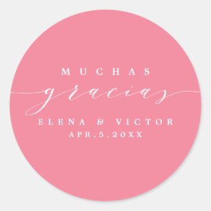 ELEGANT SCRIPT MUCHAS GRACIAS TACK STICKER RUNT KLISTERMÄRKE