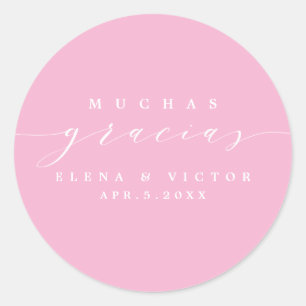 ELEGANT SCRIPT MUCHAS GRACIAS TACK STICKER RUNT KLISTERMÄRKE