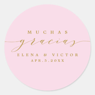 ELEGANT SCRIPT MUCHAS GRACIAS TACK STICKER RUNT KLISTERMÄRKE