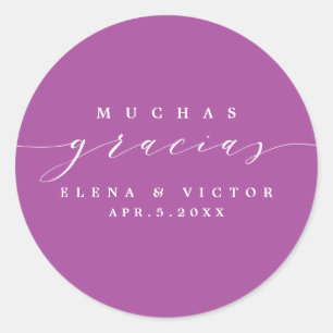 ELEGANT SCRIPT MUCHAS GRACIAS TACK STICKER RUNT KLISTERMÄRKE