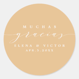 ELEGANT SCRIPT MUCHAS GRACIAS TACK STICKER RUNT KLISTERMÄRKE