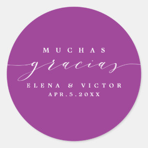 ELEGANT SCRIPT MUCHAS GRACIAS TACK STICKER RUNT KLISTERMÄRKE