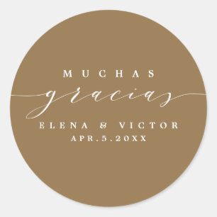 ELEGANT SCRIPT MUCHAS GRACIAS TACK STICKER RUNT KLISTERMÄRKE