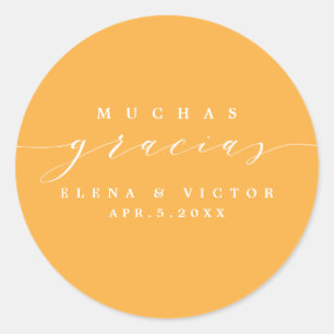 ELEGANT SCRIPT MUCHAS GRACIAS TACK STICKER RUNT KLISTERMÄRKE