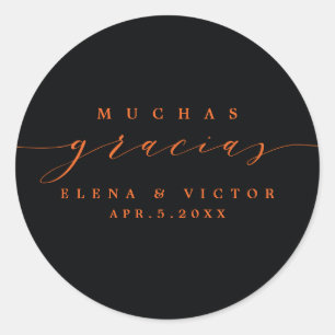 ELEGANT SCRIPT MUCHAS GRACIAS TACK STICKER RUNT KLISTERMÄRKE