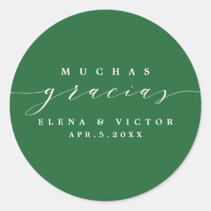 ELEGANT SCRIPT MUCHAS GRACIAS TACK STICKER RUNT KLISTERMÄRKE