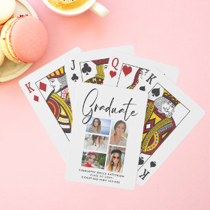 Elegant Script Multi Photo Studenten Student Casinokort