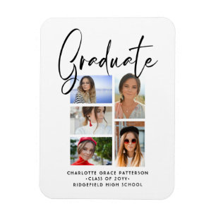 Elegant Script Multi Photo Studenten Student Magnet