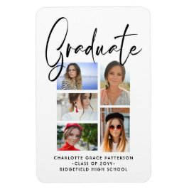 Elegant Script Multi Photo Studenten Student Magnet