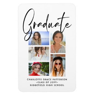 Elegant Script Multi Photo Studenten Student Magnet