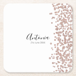 Elegant Script Namn Birthday Underlägg Papper Kvadrat