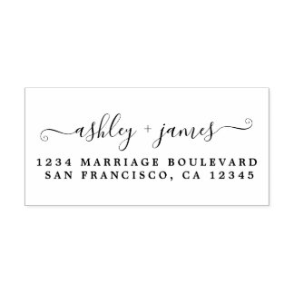 Elegant Script Namn Bröllop Returadress Självfärgande Stämpel