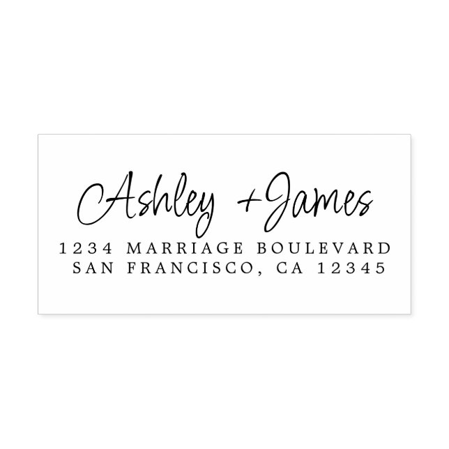 Elegant Script Namn Bröllop Returadress Självfärgande Stämpel (Design)