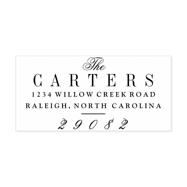 Elegant Script Namn Familj Returadress Stämpel (Tryck)