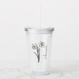Elegant Script Namn Mars Bird Flower Daffodil Take Away Mugg