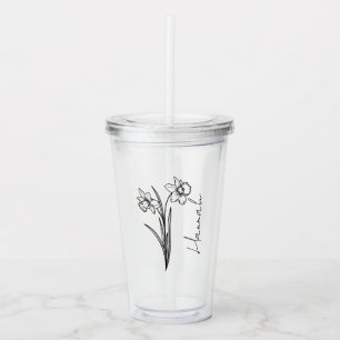 Elegant Script Namn Mars Bird Flower Daffodil Take Away Mugg