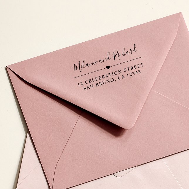 Elegant Script Namn och Modern Heart-Returadress Stämpel (Skapare uppladdad)