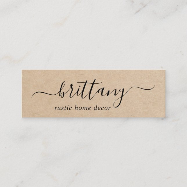 Elegant Script Namnteckning brun Rustic Mini Visitkort (Framsida)