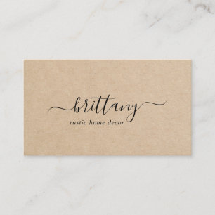 Elegant Script Namnteckning brun Rustic Visitkort