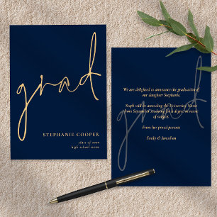 Elegant Script Navy Guld Studenten Meddelande
