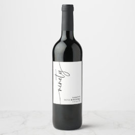 Elegant Script Ninety 90-årsfirande Vinflaska Etikett