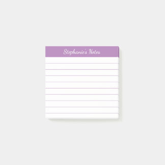 Elegant Script Notes Lavendel Linjerad Post-it Block