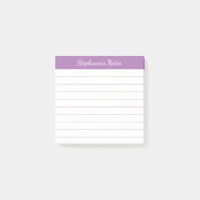 Elegant Script Notes Lavendel Linjerad Post-it Block (Framsida)