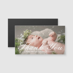 Elegant Script Nyfödd Baby Foto Tack magnet
