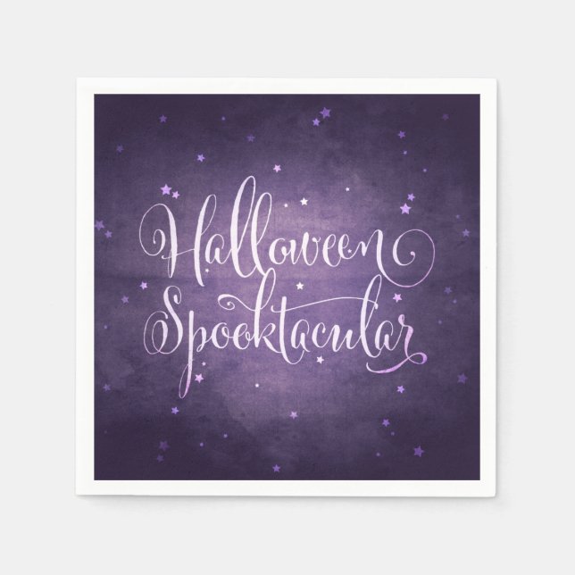 Elegant Script och Stars Lila Gothic Halloween Pappersservett (Framsidan)