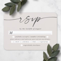 Elegant Script Off-White Ivory Bröllop Meal Choice