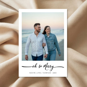 Elegant Script Oh So God jul Beach Photo Julkort