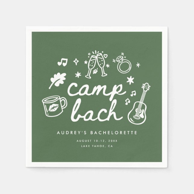 Elegant Script Olive Green Camp Bachelorette Party Pappersservett (Framsidan)