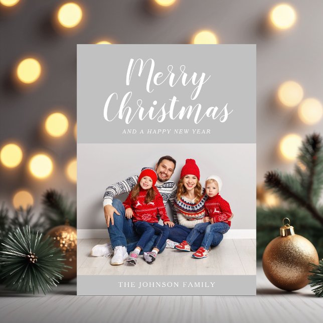 Elegant Script One Foto Jul Julkort (Elegant Script One Photo Christmas Holiday Card)