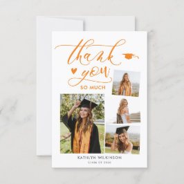 Elegant Script Orange 4 Photo Studenten Tack Inbjudningar