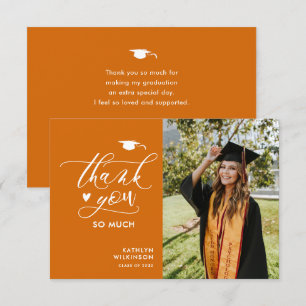 Elegant Script Orange Photo Minimalist Studenten Tack Kort