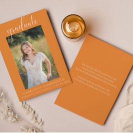 Elegant Script Orange Studenten avisering Inbjudningar