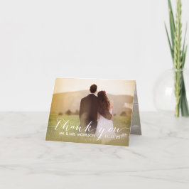 Elegant Script Overlay Bröllop Photo Tack Kort