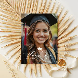 Elegant Script Overlay Grad Party Photo Tack Kort